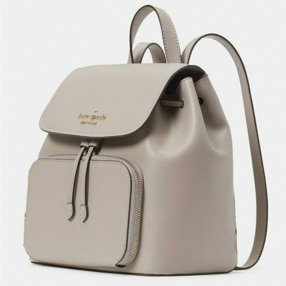 Kate Spade Darcy Medium Flap Backpack Refined Grain Warm Taupe